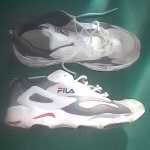 Fila White and Black Sneakers with Red Detail